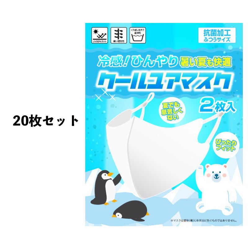 クール 冷感 洗える マスク ふつうサイズ 2枚入り 10セット