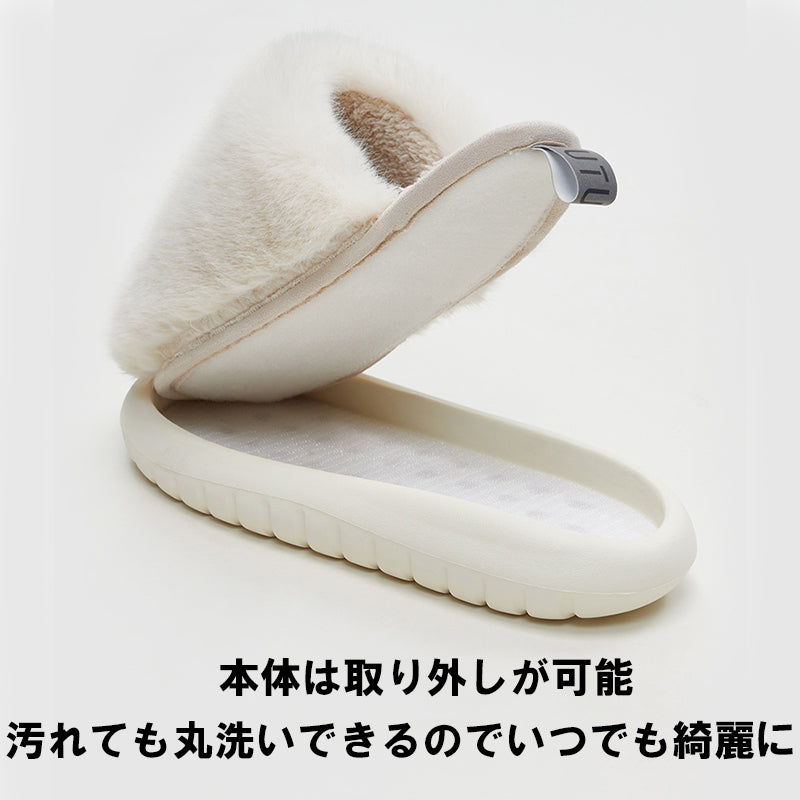 【選べるカラー】 UTUNE ユーチューン 履く ファー 冬用 サンダル ファーサンダル ホワイト ピンク 23-25cm インナーボア アウトドア 室内 軽量 防寒 取り外し 丸洗い 可能