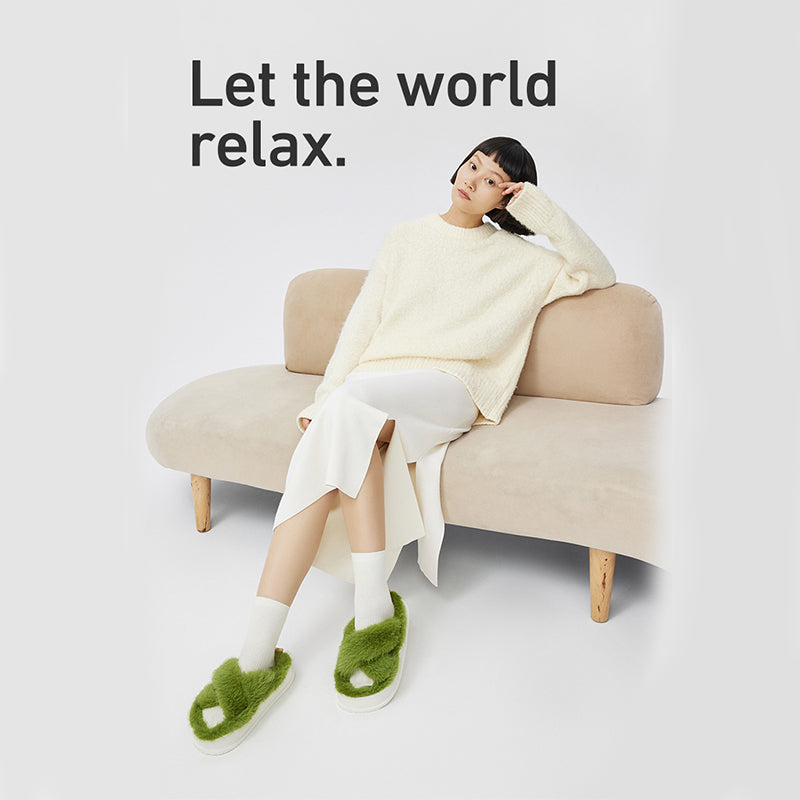 【選べるカラー】 UTUNE ユーチューン 履く ファー 冬用 サンダル ファーサンダル ホワイト グリーン 23-25cm アウトドア 室内 軽量 防寒 オシャレ 可愛い